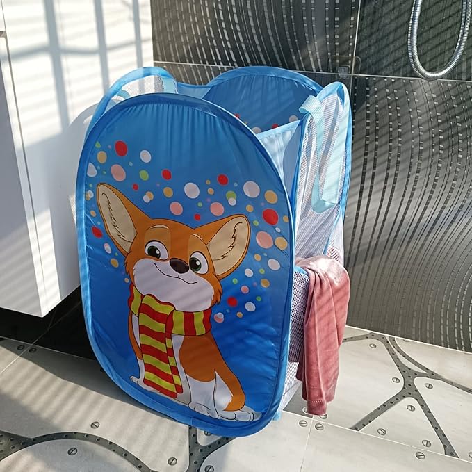 Cute Foldable Laundry Toys Tidy Clothes Socks Basket Storage Bag (Pink Rabbit)