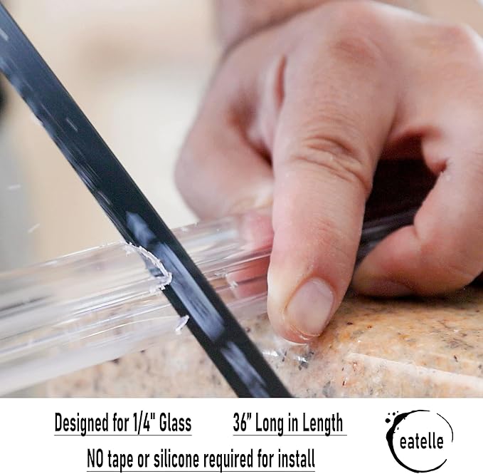 eatelle Shower Door Bottom Seal with Drip Rail for 1/4" (6mm) Thick Glass, 36" Long Sweep - Ultra Clear Polycarbonate