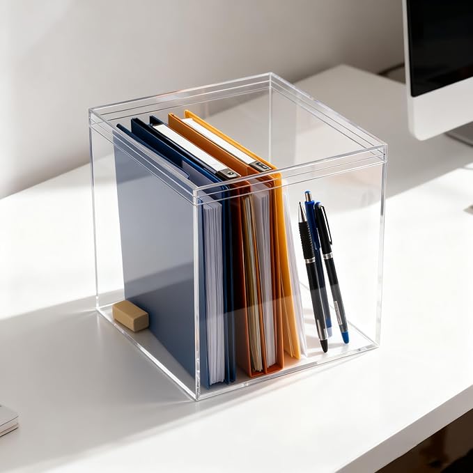 KissYou Acrylic Box Large Clear Display Boxes with Lids 2 Packs Party Decoration Plastic Square Cube Christmas Candy Boxes