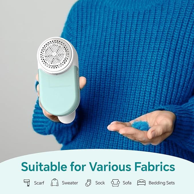 BEAUTURAL Fabric Shaver and Lint Remover, Rechargeable Electric Sweater Shaver with 2 Speeds, 6 Leaf Blades, Portable Pilling Remover for Clothes, Furniture, Blankets