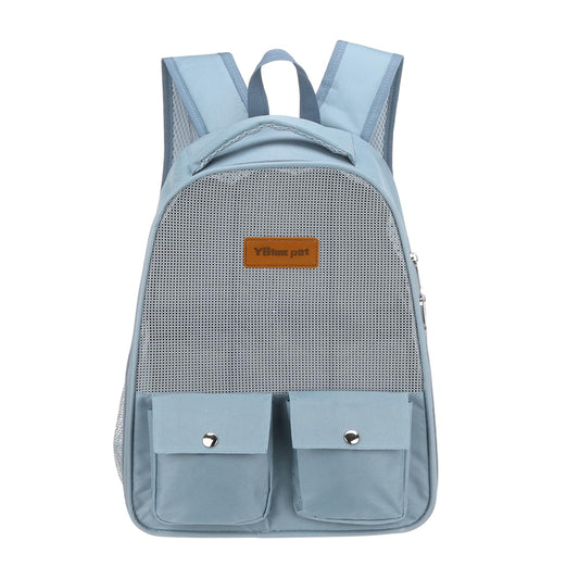 Cat Backpack Carrier Blue 12x9x16 Foldable Pet Travel Bag - Image 1