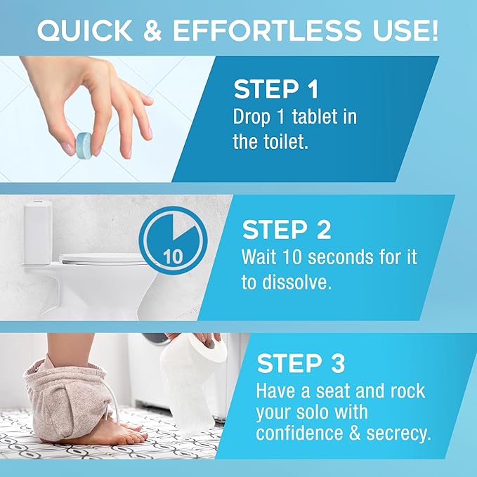 Toilet Tablets Odor Eliminator, 30 Pack, Individually Wrapped