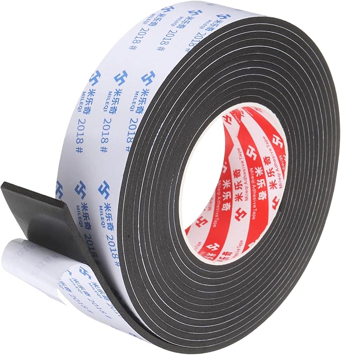 PATIKIL Sponge Rubber Foam Tape, 1 3/4" W x 1/8" t x 16.4ft l Self-Adhesive Foam Insulation Tape Weather Stripping for Window Door Soundproofing Weatherstrip AC Seal Strip, Black