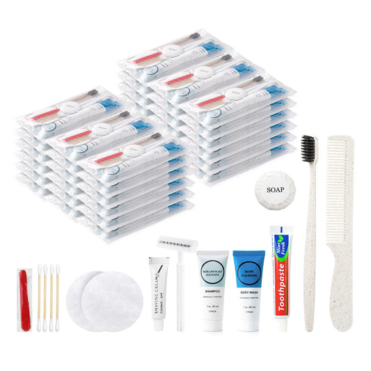 20 Kits Travel Toiletry Kit Bulk, 9-in-1 Disposable - Image 1