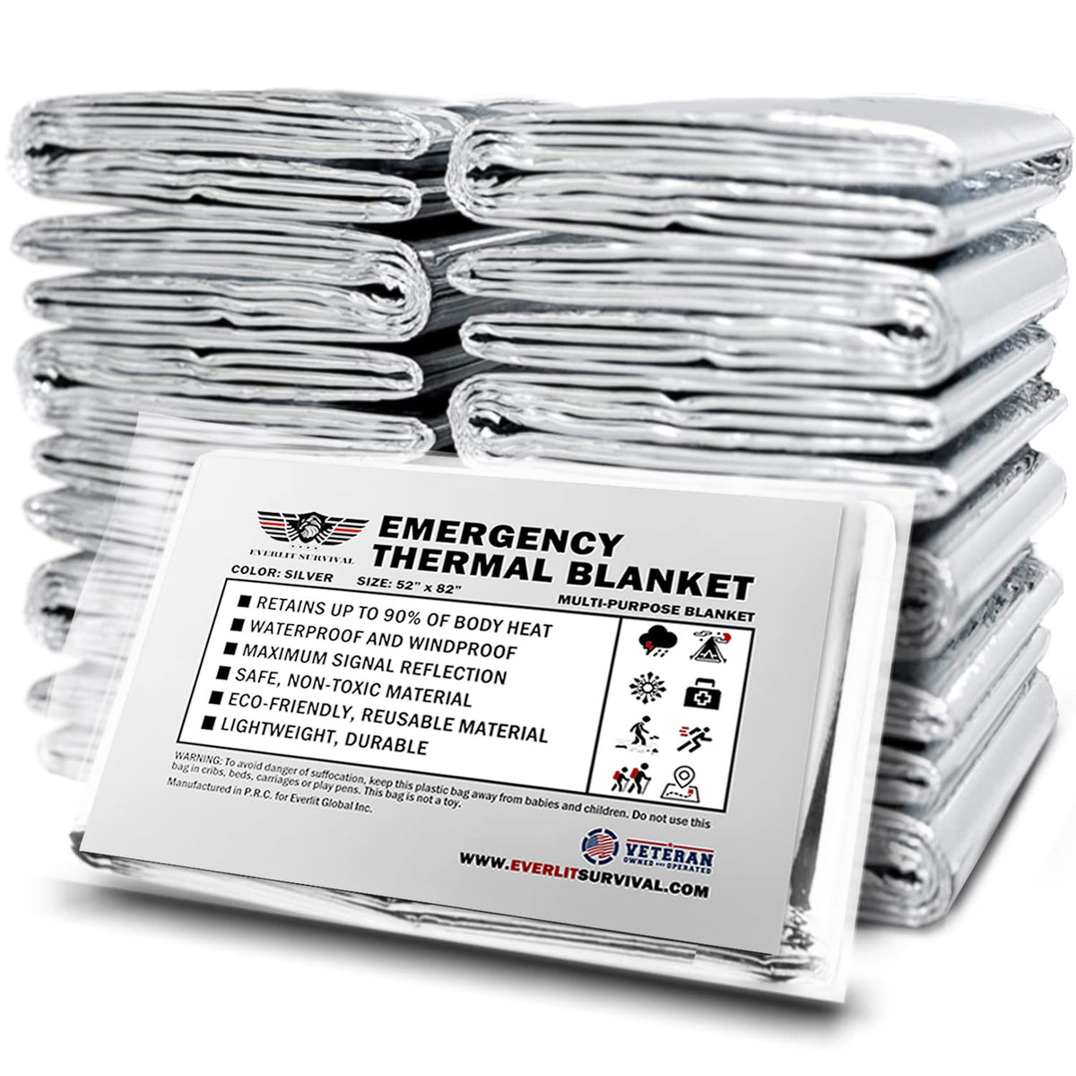 EVERLIT Survival Emergency Mylar Thermal Blankets -Space - Image 1