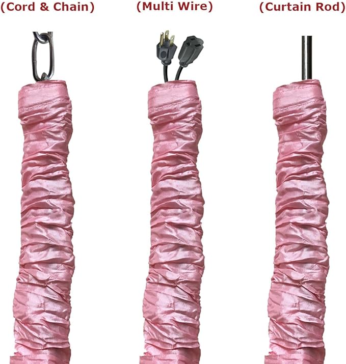 Royal Designs, Inc. CC-23-PNK Pink Cord & Chain Cover4' Silktype Fabric Touch Fastener, Pink