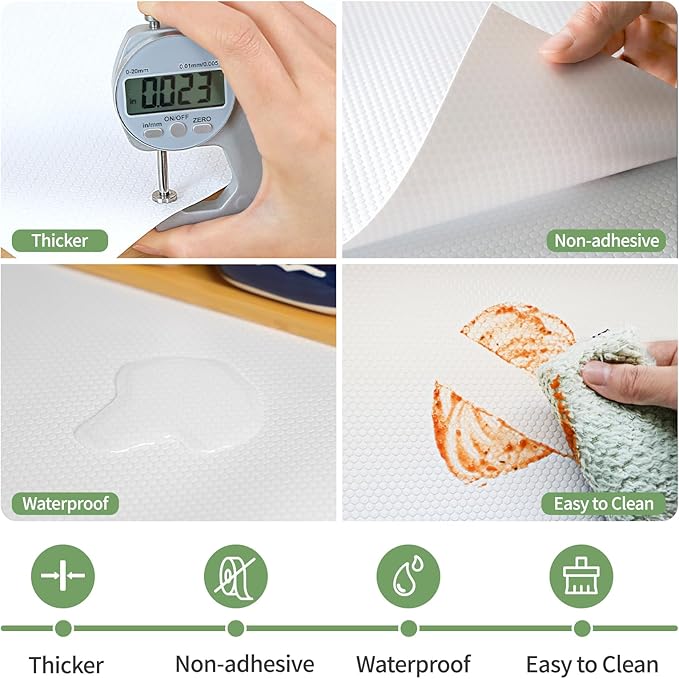 Shelf Liners 20 inch x 20 ft Shelf Liners for Kitchen cabinets nonstick Shelf Lining Drawer Mats EVA Protector for Cupboard (White,20 inch x 20 ft)