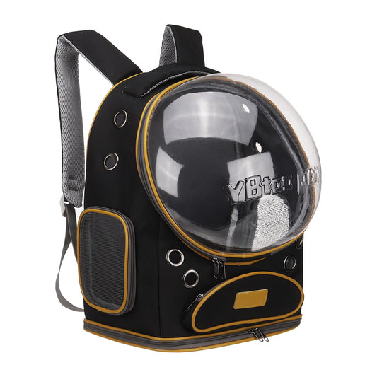 Pet Backpack Carrier Black W/Transparent Cover 12.6" - Image 1