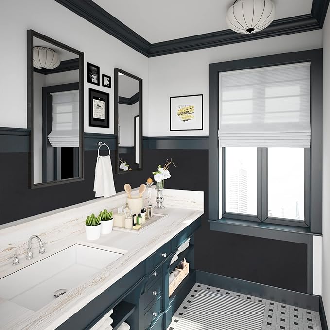 Black Contact Paper - 15.7 x 300 Inch Peel and Stick Wallpaper, Matte Black Wallpaper, Self Adhesive and Removable Decorative Contact Paper for Cabinets,Stand Liner, Table and Door Makeover Decor