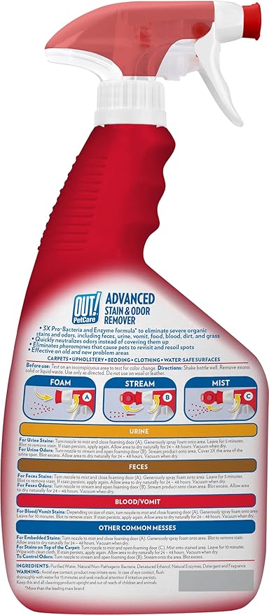 Pet Odor & Stain Remover Spray, Natural Scent, 32oz (2-Pack)