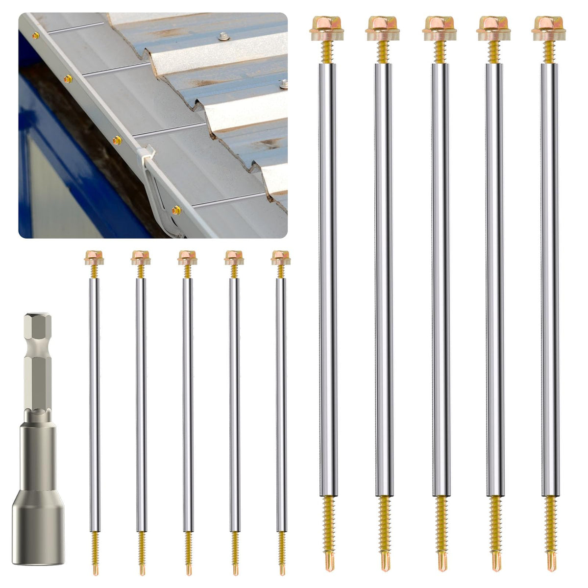 50 Pack 8 Inch Gutter Screws with 304 Stainless Steel | Home Repair - Image 1