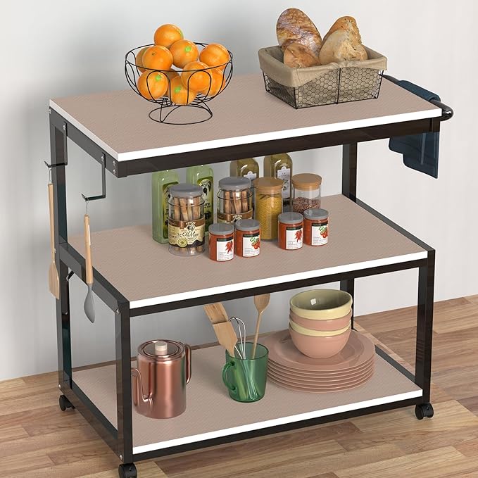 Beige Shelf Liners for Kitchen Cabinets Non Adhesive Drawer Liner for Bathroom Waterproof Refrigerator Liners for Shelves Fridge Plastic Mats Cabinet Cupboard Liner 11.8 x 393.7 Inches