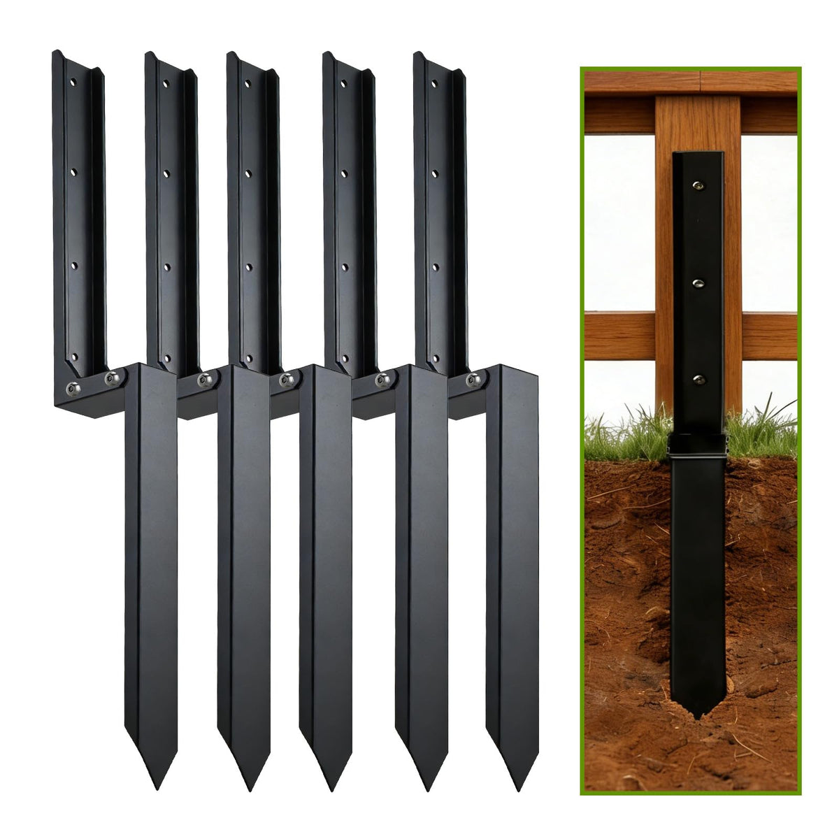 5PCS Fence Post Repair Kit, Heavy Duty Fence Posts Repair - Image 1