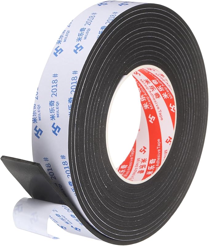 PATIKIL Sponge Rubber Foam Tape, 1 3/16" W x 1/8" t x 16.4ft l Self-Adhesive Foam Insulation Tape Weather Stripping for Window Door Soundproofing Weatherstrip AC Seal Strip, Black