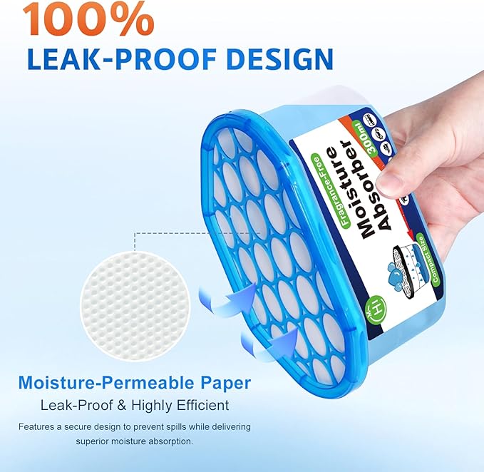 CHMI Moisture Absorbers 12 Pack， Attract and Trap Excess Moisture from Your Bathroom, Kitchen，Closet, Eliminate Musty Odors，Odor Eliminator with Fragrance Free, 6.4oz, 300ml.