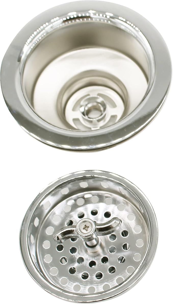 Westbrass Wing Nut Style Large Kitchen Sink Basket Strainer, Polished Nickel, D213-05