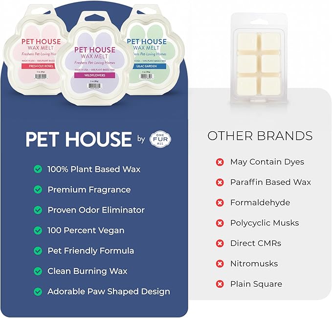 One Fur All Pet House Sugar Cookies Scented Wax Melts, Natural, Plant Based Soy Wax Melts for Pet Odor, Long Lasting Fragrance for Fresh Smelling Homes