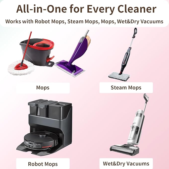 Robot Mop Cleaning Solution Concentrate Compatible with Robot Vacuums, Wet Dry Vacuums for Roborock, Roomba, Tineco, Dreame, Narwal, Shark, Bissell Mops, 33.8 FL.oz, Dilution Ratio 1:200, Rose
