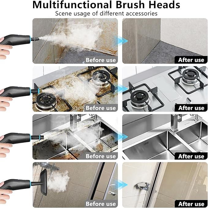 Steam Cleaner, Steamer for Cleaning, 2500W Pressurized Steam Cleaner with 12 Attachments, Portable Steamer Cleaner for Home Car Kitchen Bathroom Furniture Tile Grout (Rose Gold)