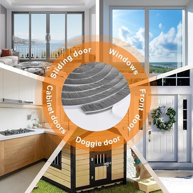 Bruiefpap 39.4FT Weather Stripping for Doors and Windows, Self-Adhesive Window Insulation for Winter, Weatherstrip for Draft Stopper, Soundproofing, Dustproof, 0.35'' Wide x 0.35'' Thick, Black