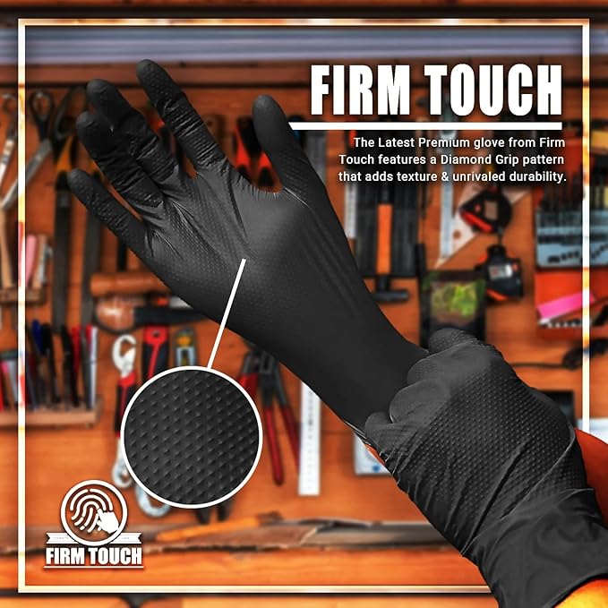 Glove Station Disposable Nitrile Gloves - 100-Count - Cleaning, and Cooking - Textured for Better Grip 6MM-Black