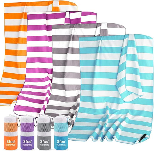Sfee 2 in 1 Microfiber Beach Towel, Quick Dry Towel Camping Towel Travel Towel Super Absorbent Compact Lightweight Sports Gym Towels Set for Beach, Gym, Hiking, Pool, Backpacking, Bath, Yoga