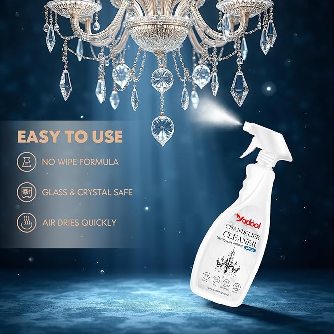Chandelier Cleaner Drip Dry Spray No Wipe, Spray Away Dust Remover for Crystal Shiny, Glass, Figurines & Fine Collectibles, Shines Bright, Spotless & Streak-Free - 16.91 Fl Oz