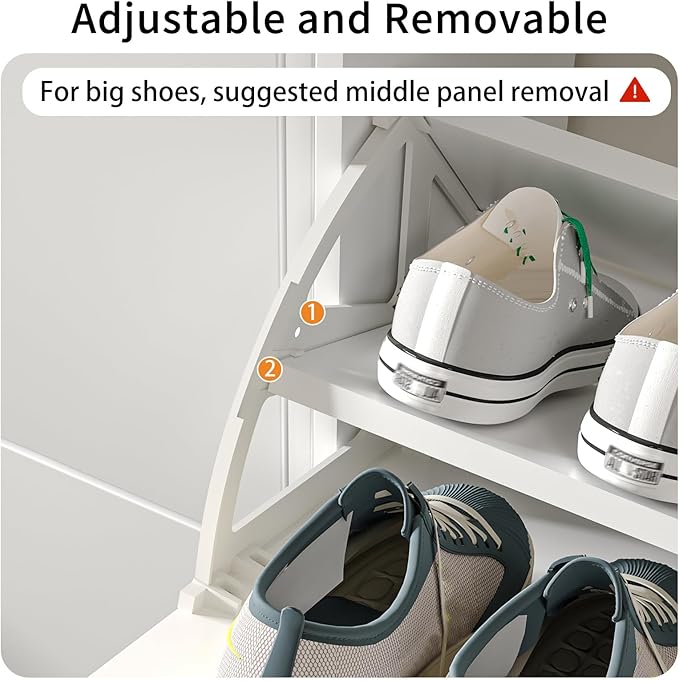 JOZZBY Shoe Cabinet Storage for Entryway, Freestanding Narrow Slim Shoe Organizer Cabinet with 2 Flip Drawers, Wooden Shoe Rack for Hallway, Living Room, White