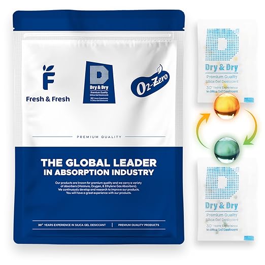 Dry & Dry 10 Gram [200 Packets] Orange Indicating Silica Gel Packets Desiccants - Food Safe Silica Packs, Silica Gel, Silica Packets, Desiccant Packs for Food Storage