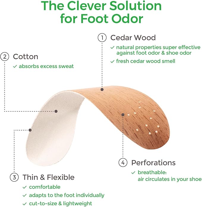 Zederna Cedar Wood Shoe Insoles 1 Pair, Cedar/RedUS M 7.5/ W 9/ EU 40