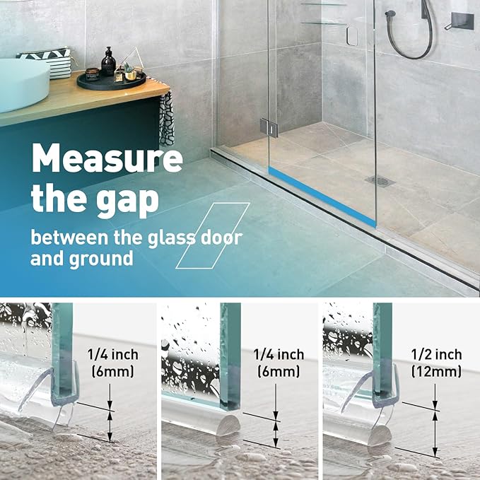 Shower Door Bottom Seal, 2 PCS 1/4" x 36" Shower Door Sweep for 1/4 Inch Glass, Frameless Glass Shower Door Seal Strip, Stop Shower Leaks and Create a Water Barrier