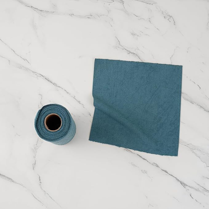 Restaurantware-Clean Tek Professional 11.8 x 11.8 Inch Microfiber Towel Rolls, 300 Reusable Towel Rolls - Tear Away, Perforated, Teal Microfiber Cleaning Roll, For All The Cleaning Tasks