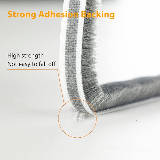 Bruiefpap 16.5FT Weather Stripping for Doors and Windows, Self-Adhesive Window Insulation for Winter, Weatherstrip for Draft Stopper, Soundproofing, Dustproof, 0.35'' Wide x 0.2'' Thick, Grey