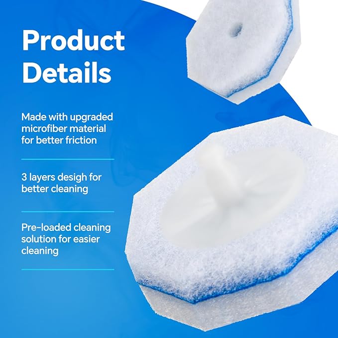 2X Cleaning Power Upgrade Formula Toilet Wand Refills, Fits for Clorox Wand,50 Count Disposable Toilet Bowl Wand Refills - No Falling Apart, Fits Most Brand Toilet Brushes for Bathroom Cleaning