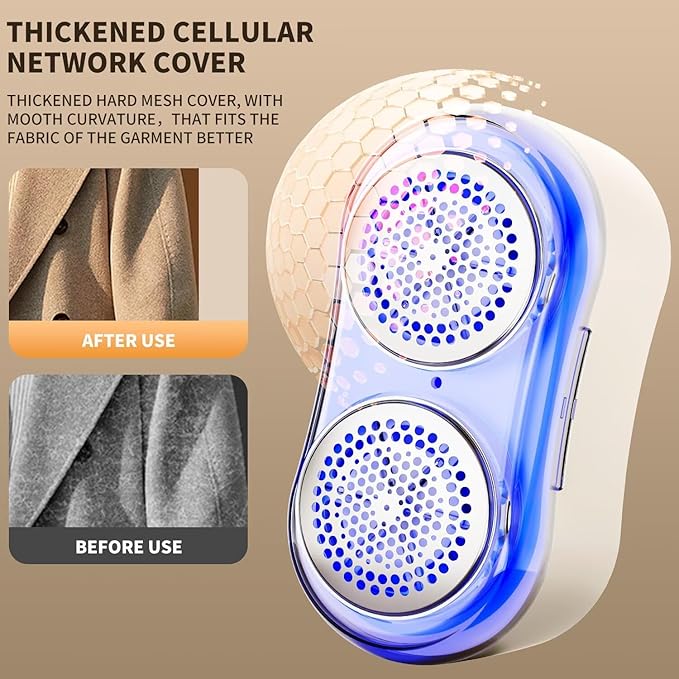 Professional Fabric Shaver, Electric lint Remover Suitable for Sweaters, Coats, Sofas, etc. Type-C Rechargeable, Equipped with 6 Stainless Steel Blades, Safe and Harmless for fine Fabrics