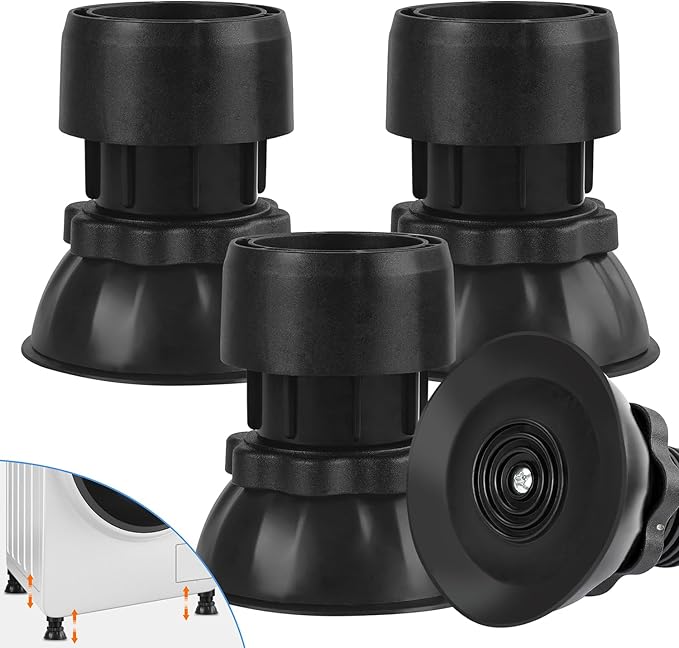 Anti Vibration Pads for Washing Machine - 3.93'' to 5.12'' inches Adjustable Foot Pads for Anti-Walk, Noise Reducing Anti Slip Anti Vibration Rubber Variety Washing Machine(4 Pack)