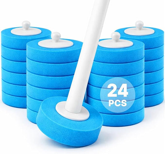 CiLoN 24pcs Disposable Toilet Brush Sponge Head Refills, 5-Layer Pre-Loaded Rich Foam Sponge Replacement. Scrub Heads For Disposal Toilet Brush Wand. Enough for 6 Month (24pcs Refill Heads-Value Pack)