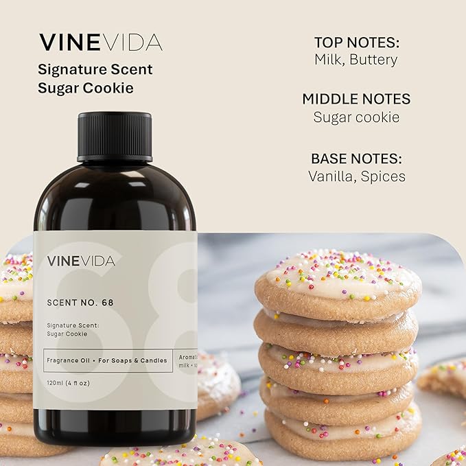 VINEVIDA [4oz] Sugar Cookie Fragrance Oil for Candle Making and Soap Making - Premium Candle Scents for Soy Candles