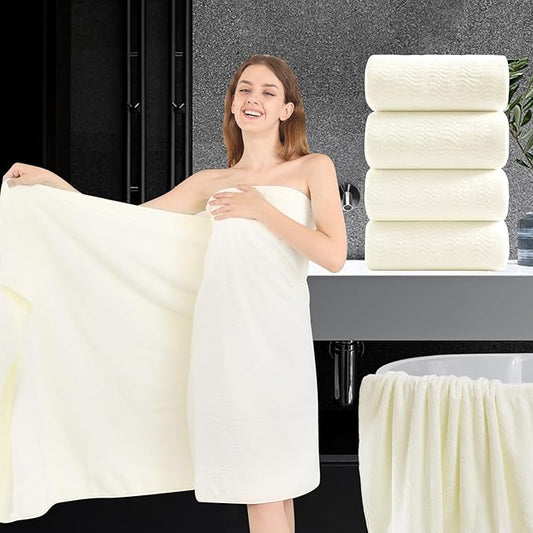 4 Piece Extra Large Bath Towel 35"x70" Oversized Bath Sheet Bath Towel Set for Bathroom Ultra Soft Cozy Highly Absorbent Quick Dry Bathroom Towel for Spa Gym Hotel,Shower Towel for Daily Use,Cream