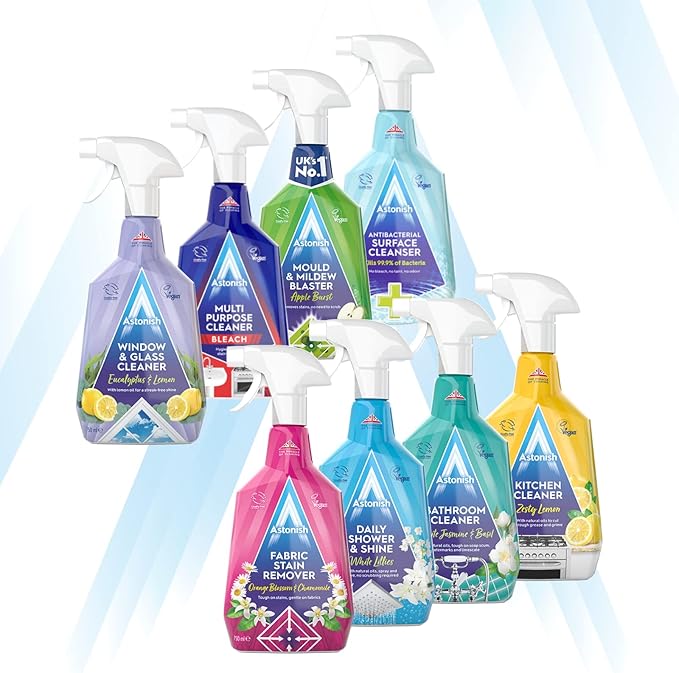 Astonish Daily Shower Shine White Lilies Cleaning Spray - No Scrub After Shower Spray Foam Prevents Watermarks & Limescale Buildup - Vegan Cruelty-Free Household Cleaning Products, 750ml Spray Bottle