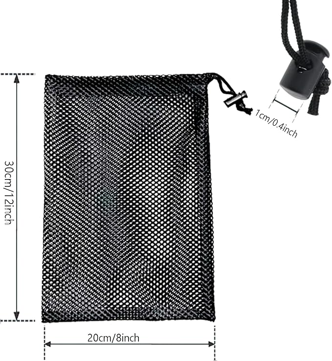 10Pcs 8X12inch Black Nylon Mesh Drawstring Bags with Cord Lock Closure, Multipurpose Mesh Bags Storage Gym Bag for Washing Machine,Balls, Beach, Laundry, Golf Stuff Balls