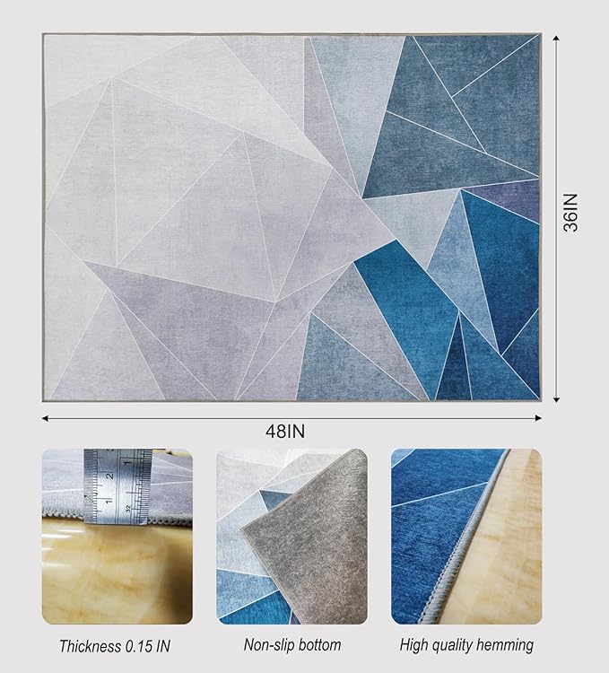 Chair Mat for Hardwood Floor,36"*48" Highly Premium Quality Desk Chair Mat - 2.15lbs Anti-Slip Chair Rug Mat for Low-Pile Carpet Office Home Laminate Floor Blue Grey