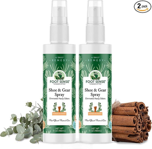 Foot Sense – Shoe Deodorizer & Foot Spray – Natural Foot & Shoe Odor Eliminator for Smelly Feet, Shoes & Sports Gear, Long-Lasting Refreshener for Adults & Kids – 5oz, 2 Pack