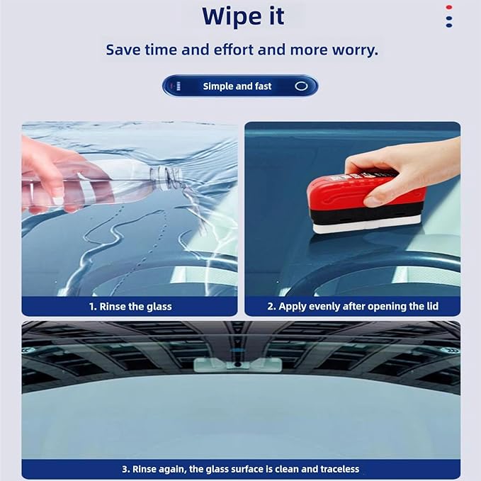 effective clean dual-sided automotive oil film cleaning brush for car windows, compact and portable with ergonomic handle, versatile use for glass cleaning board