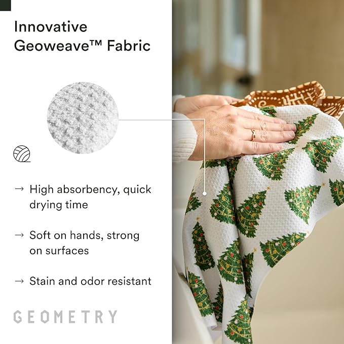 GEOMETRY Christmas Kitchen Towels - Quick Dry Microfiber Cloth Dish Towels for Kitchen Drying - Premium Quick Dry Towel - Decked Out