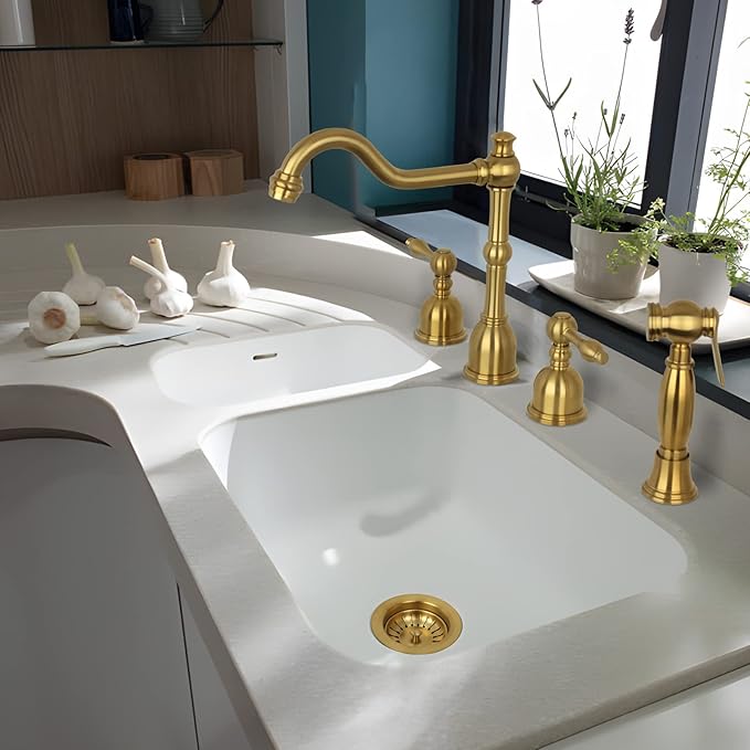 Akicon Kitchen Sink Stopper Replacement for 3-1/2 Inch Standard Strainer Drain, Solid Brass with Post Styled Basket