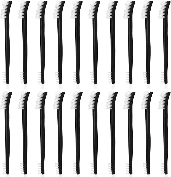 cobee 20Pcs Double-Ended Cleaning Brushes, Plastic Small Cleaning Brush Stiff Bristles Crevice Brushes All Purpose Detailing Brush for Bathroom Kitchen Home Small Space