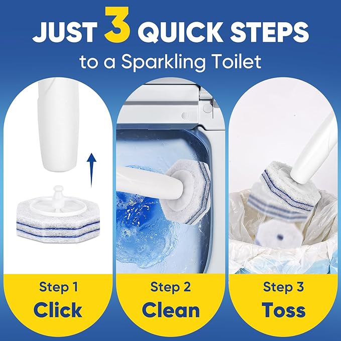 120Ct Aromative Toilet Brush Refills, Toilet Bowl Cleaner Refills, Double-Layer Cleaning Pads Added, Disposable Refill Heads for Toilet Bowl Cleaner Wands，Lemon, Blue Ocean, Lavender （Patented）