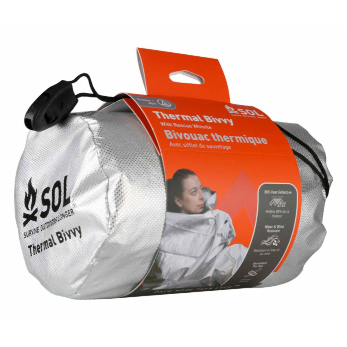 SOL Thermal Bivvy with Rescue Whistle, Silver - Image 1