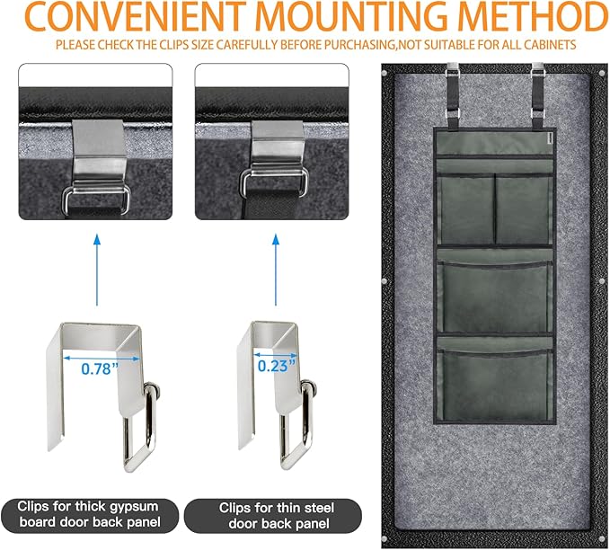 Gun Safe Door Organizer - 4 Large Pockets for Easy Storage | Locker Hanging Organizer for Gun Cabinet, Police Locker, Gym & Closet | Quick Installation, Durable 1680 Oxford Cloth